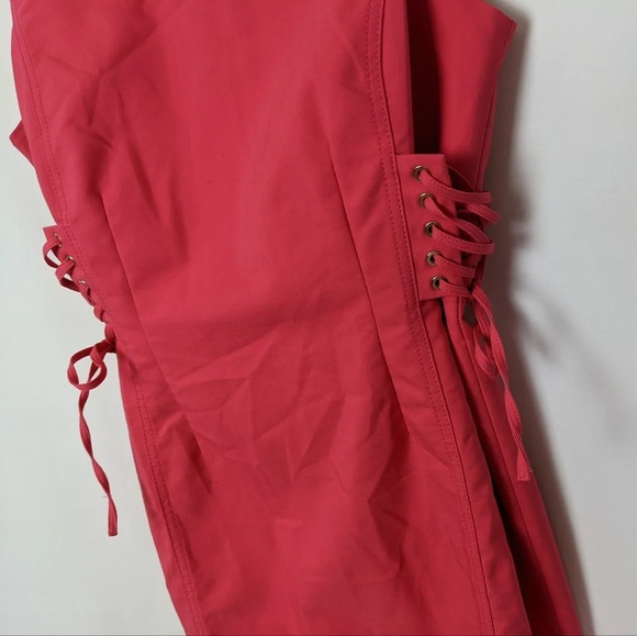 Calvin Klein Lace Up Corset Sides Party Sleeveless Knee Length Sheath Dress sz.8 - Picture 7 of 9